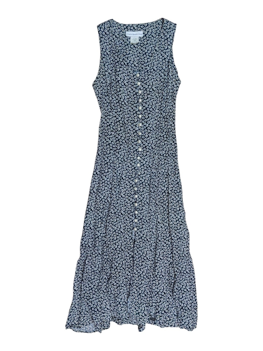 Vintage Paris Sport Club Floral Button Up Midi Dress Size 9